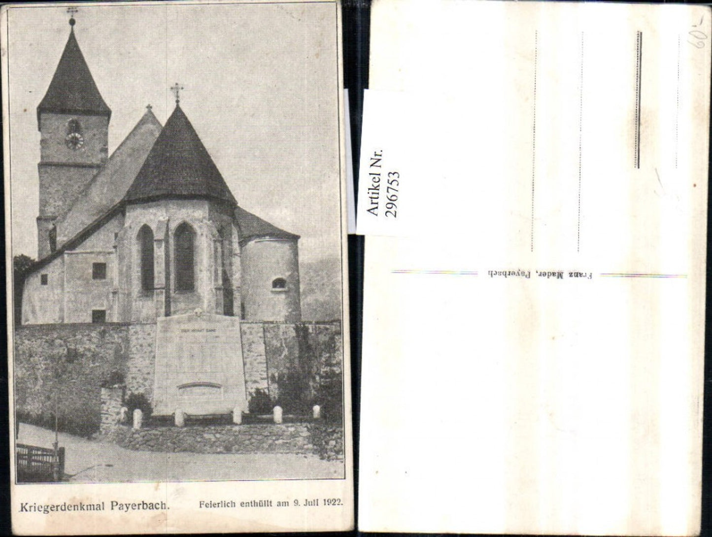 296753,Payerbach Kirche m. Kriegerdenkmal