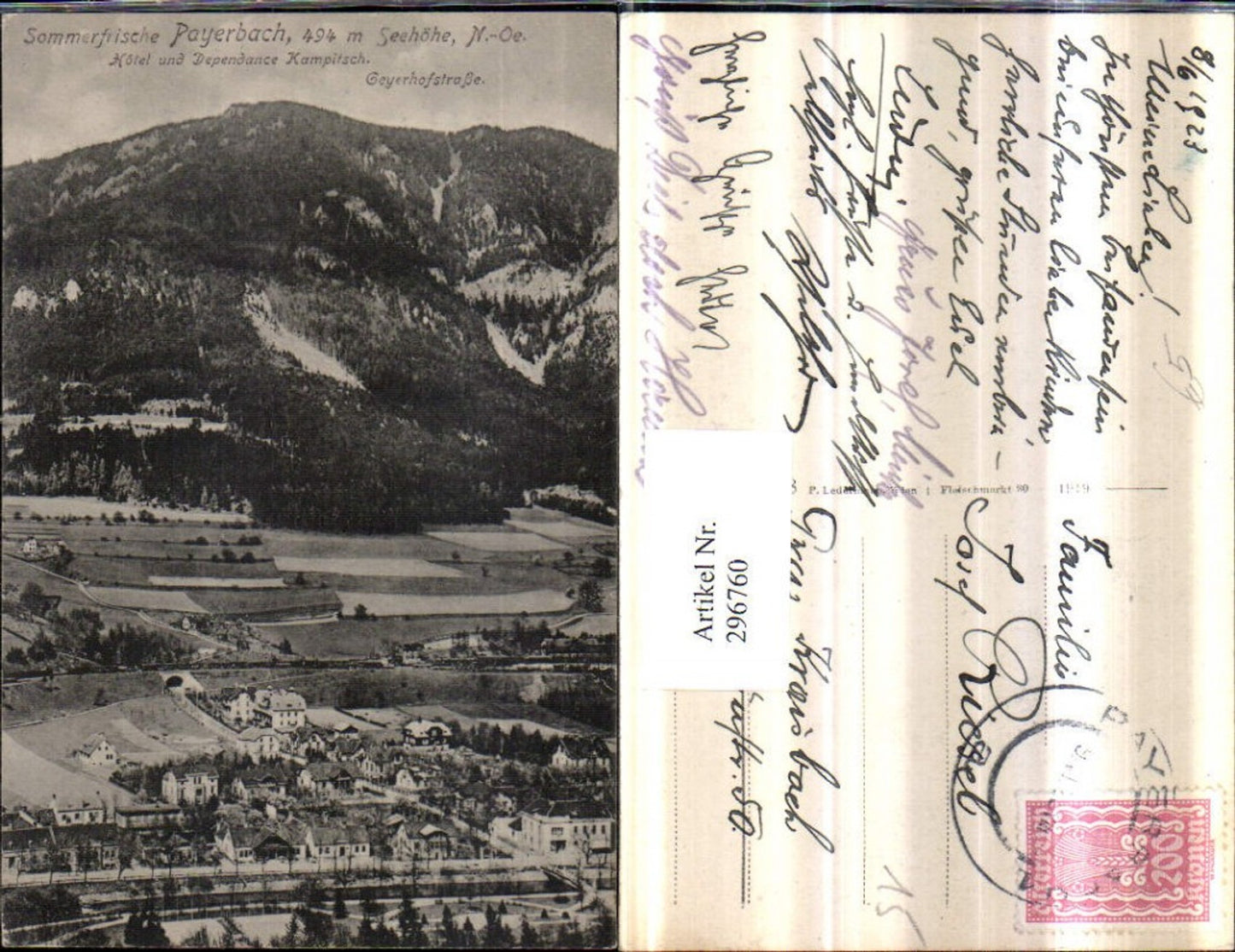 296760,Payerbach Teilansicht Hotel u. Dependance Kampitsch in d. Geyerhofstraße