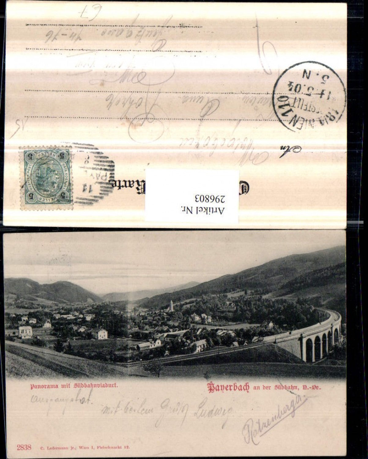 296803,Payerbach an d. Südbahn Totale Panorama m. Südbahnviadukt Brücke