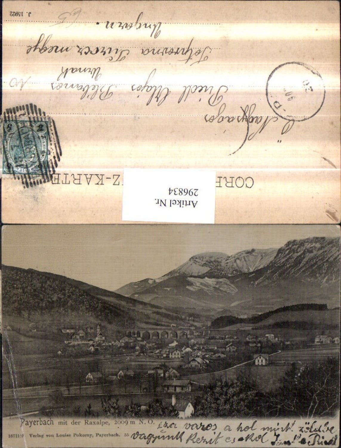 296834,Payerbach Totale m. Viadukt geg. Raxalpe Bergkulisse