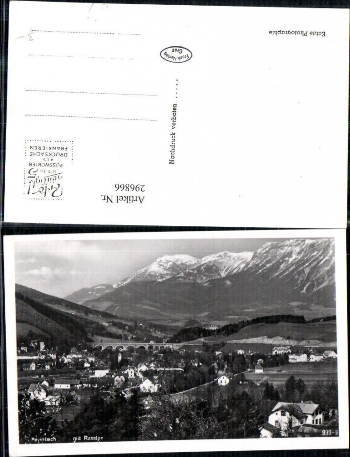 296866,Payerbach Totale m. Viadukt geg. Raxalpe Bergkulisse