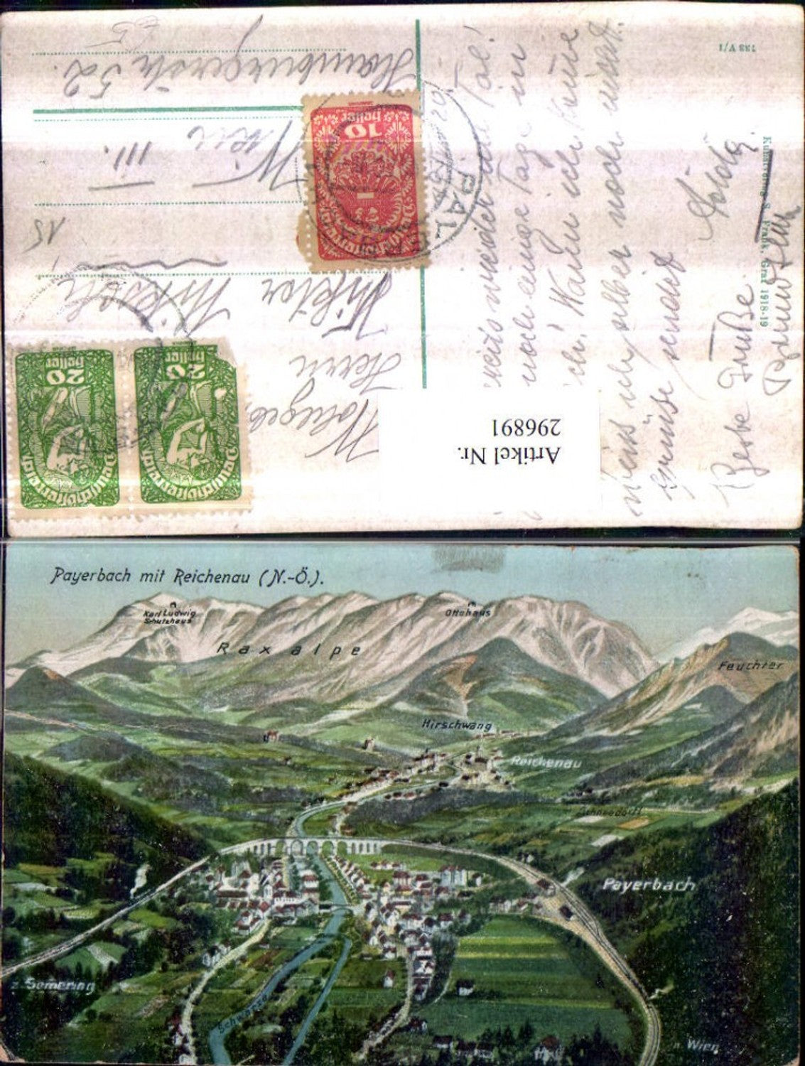 296891,Payerbach Totale m. Reichenau Viadukt Bergkulisse