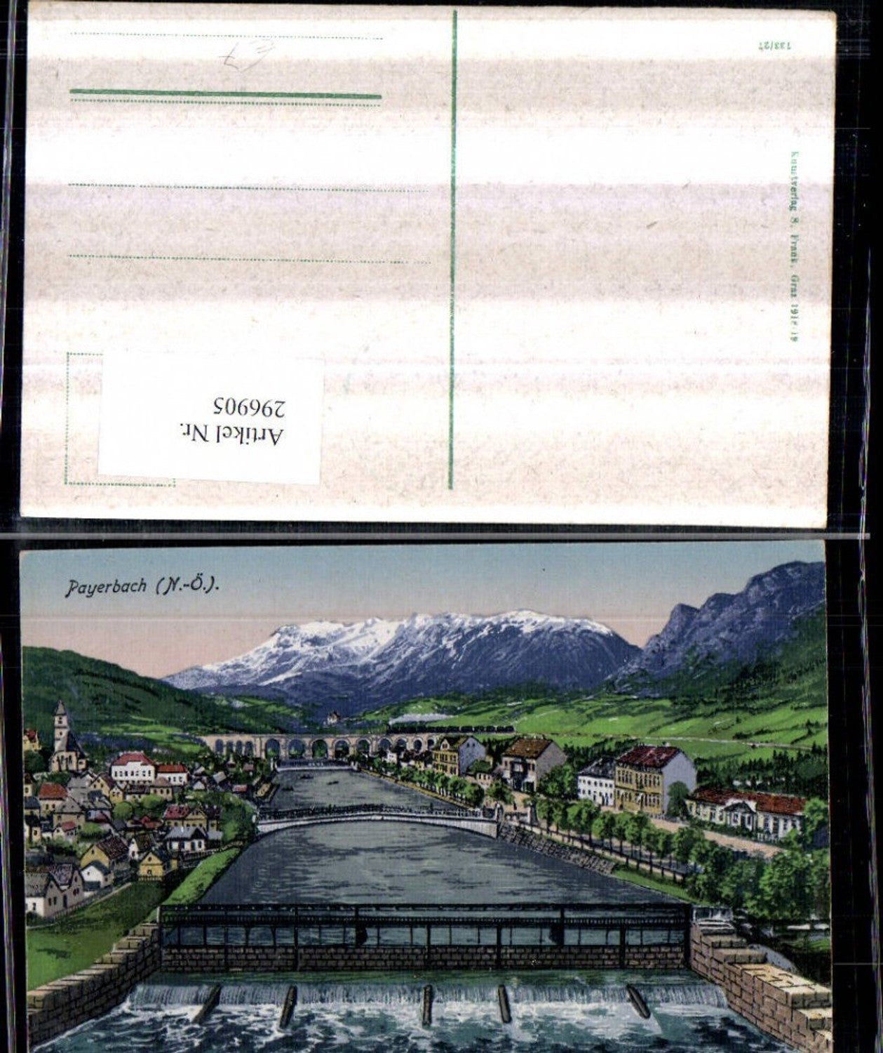 296905,Payerbach Teilansicht Wehr Brücke Viadukt Bergkulisse