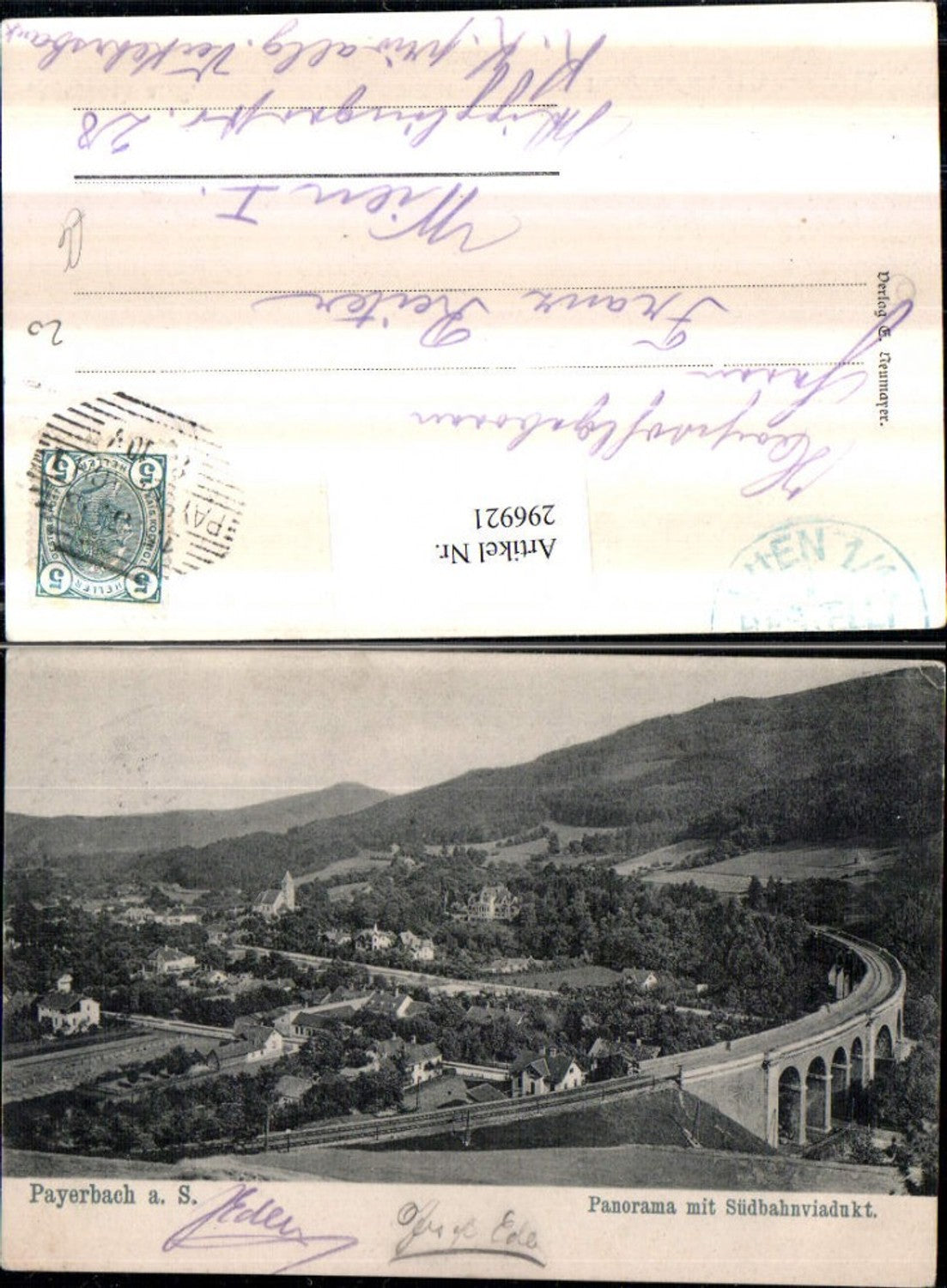 296921,Payerbach an d. Südbahn Totale Panorama m. Viadukt