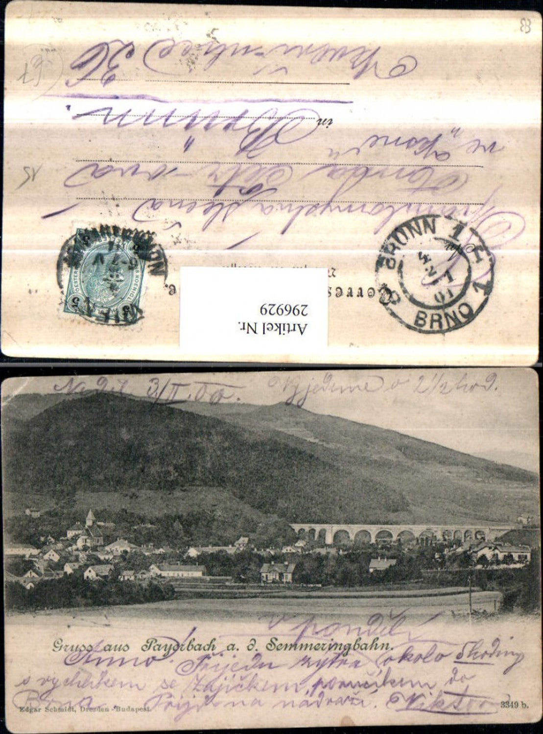 296929,Gruß aus Payerbach an d. Semmeringbahn Totale m. Viadukt