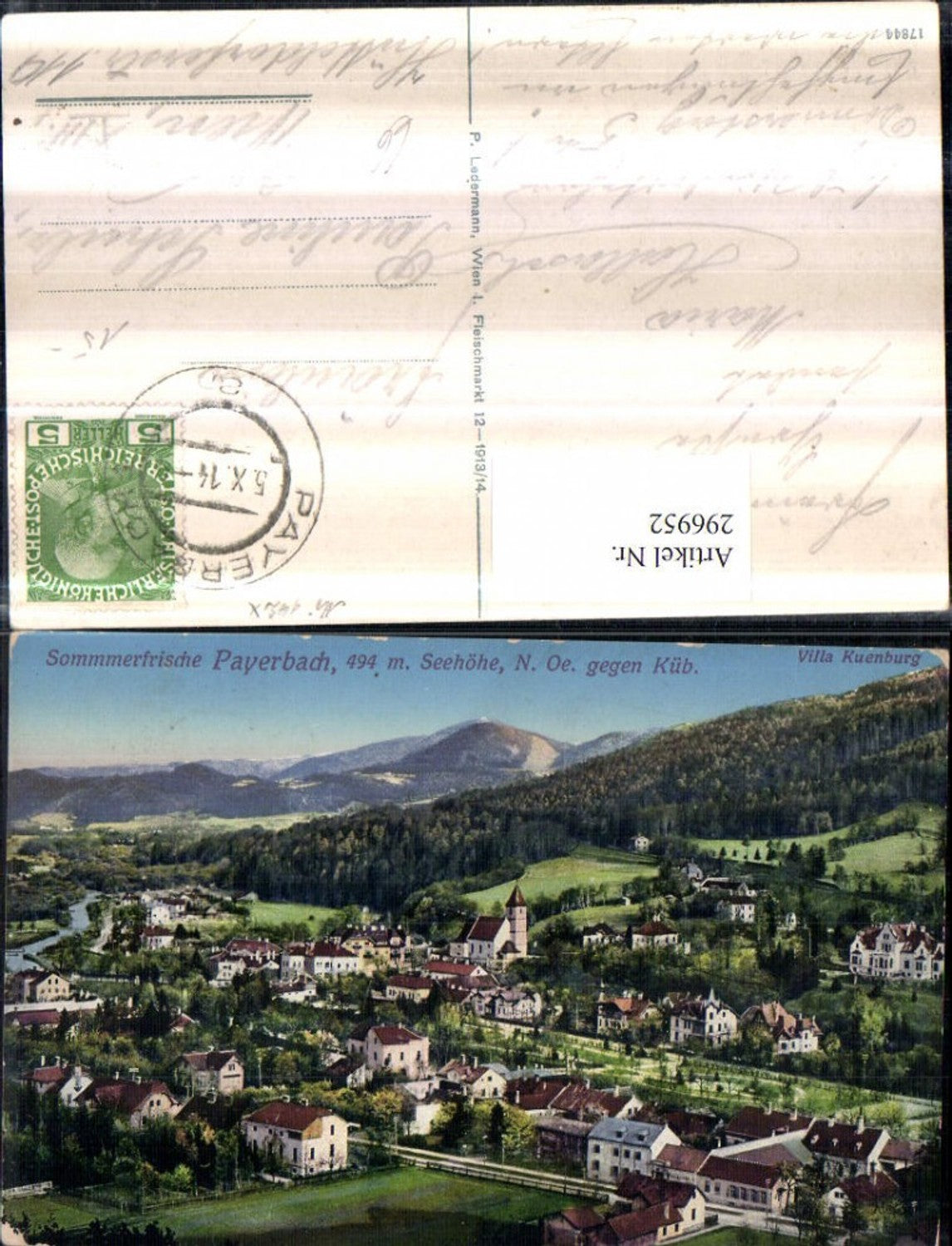 296952,Payerbach Totale m. Villa Kuenburg geg. Küb