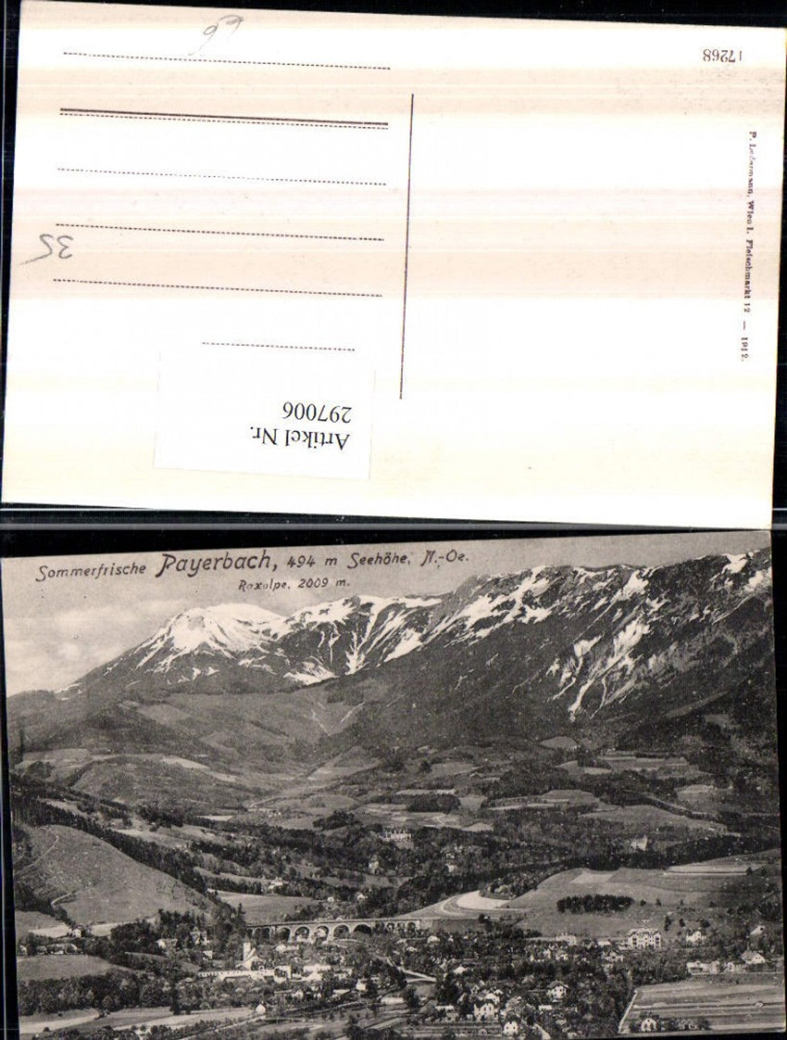 297006,Payerbach Totale m. Viadukt geg. Raxalpe Bergkulisse
