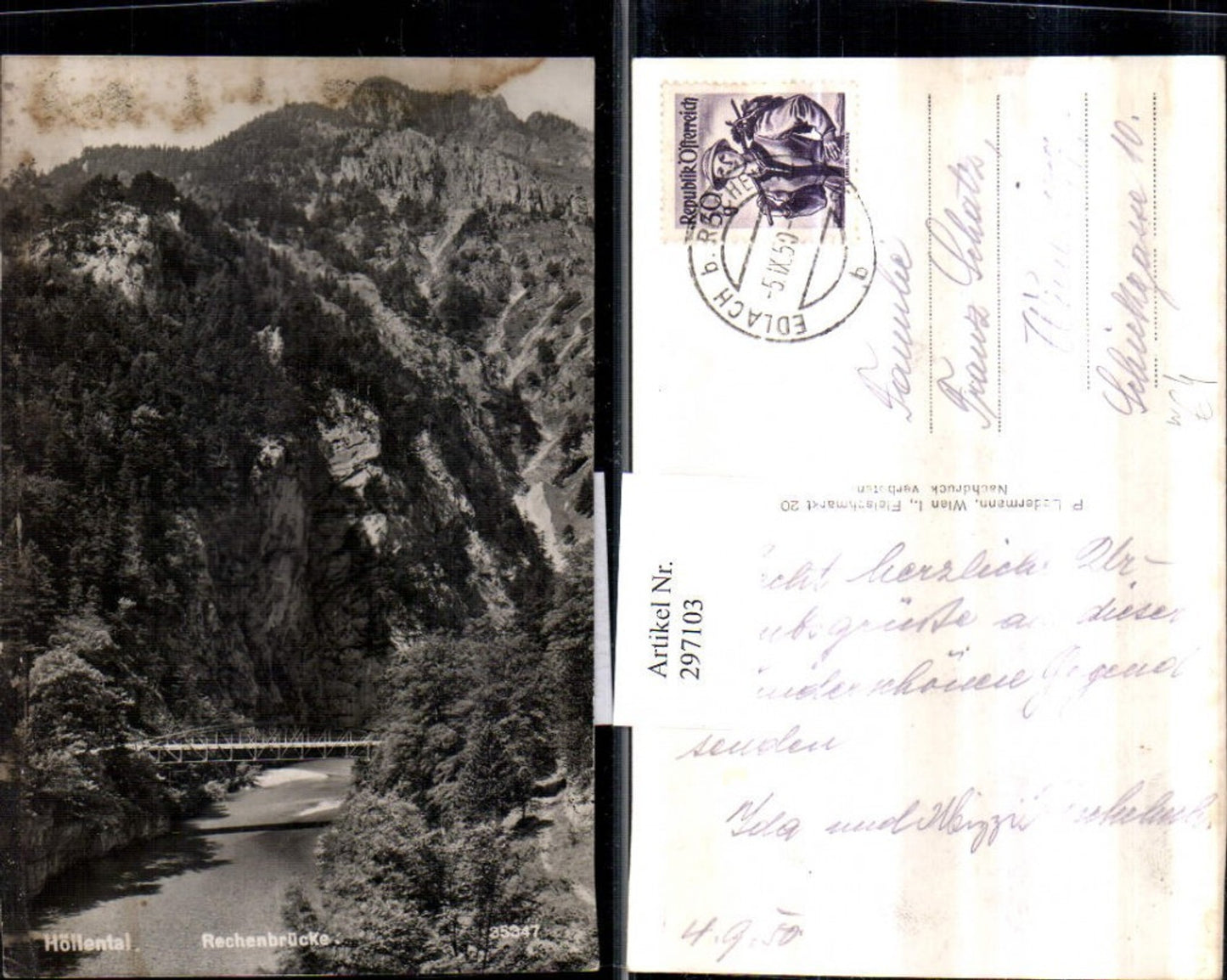 297103,Höllental Rechenbrücke Brücke b. Naßwald Schwarzau