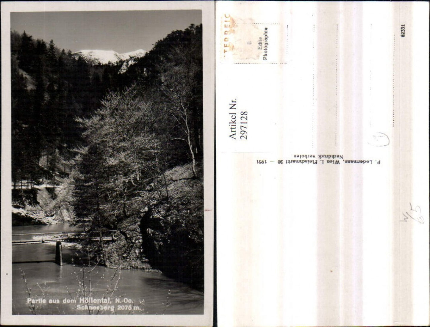 297128,Partie aus dem Höllental Brücke geg. Schneeberg b. Naßwald Schwarzau