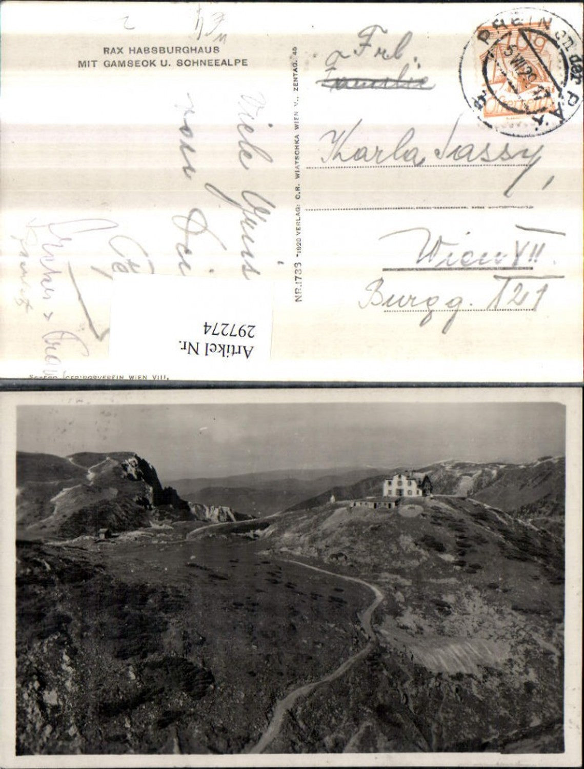 297274,Rax Habsburghaus Berghütte m. Gamseck u. Schneealpe Bergkulisse b. Hirschwang