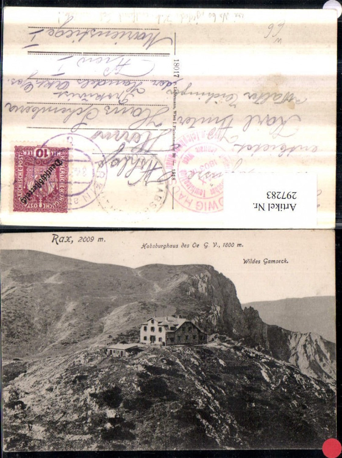 297283,Rax Habsburghaus Berghütte m. Wilden Gamseck b. Hirschwang Schwarzau