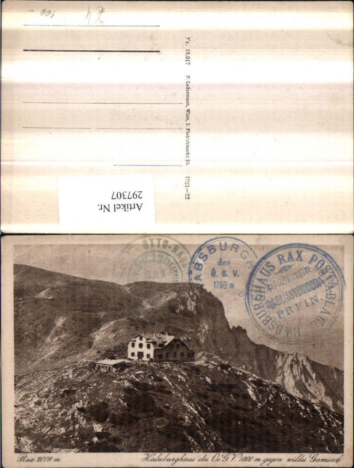 297307,Rax Habsburghaus Berghütte geg. Wildes Gamseck b. Hirschwang Schwarzau