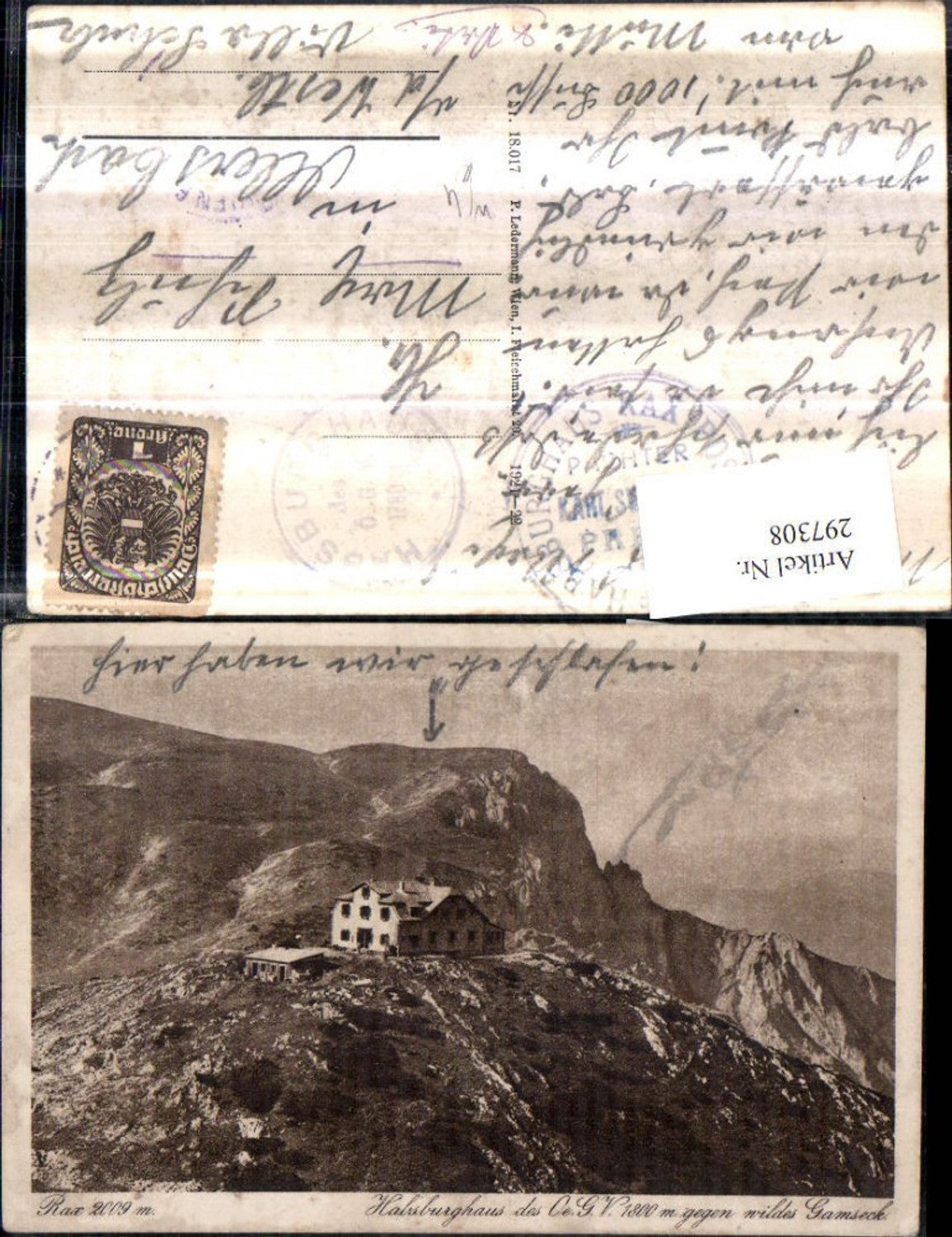 297308,Rax Habsburghaus Berghütte geg. Wildes Gamseck b. Hirschwang Schwarzau