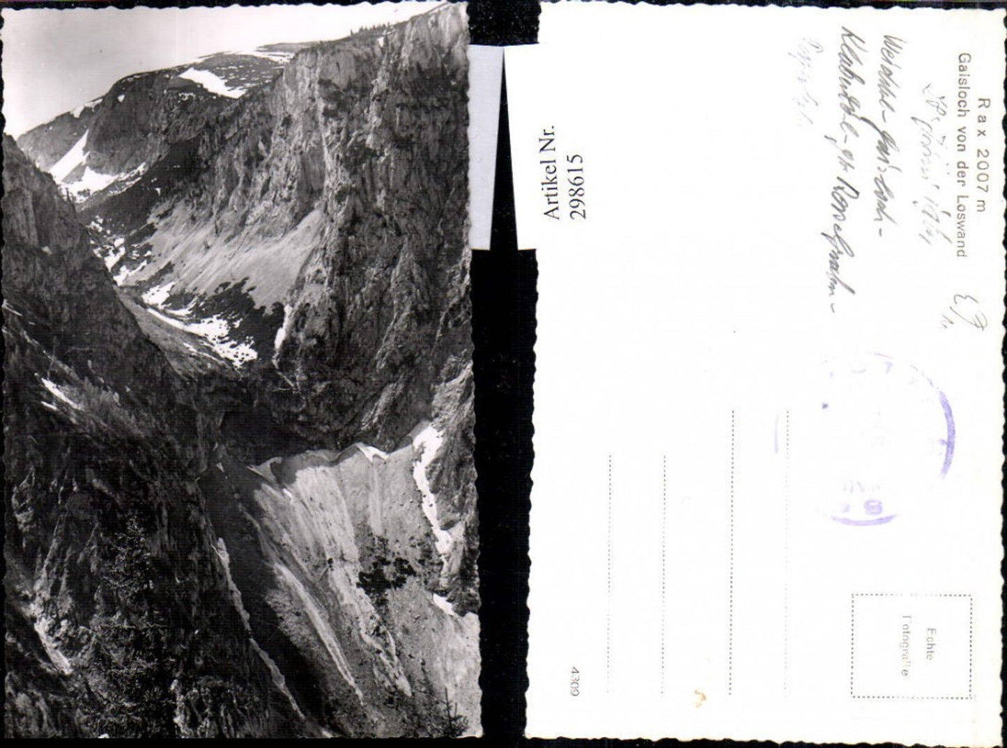 298615,Rax Gaisloch von der Loswand Bergkulisse b. Reichenau