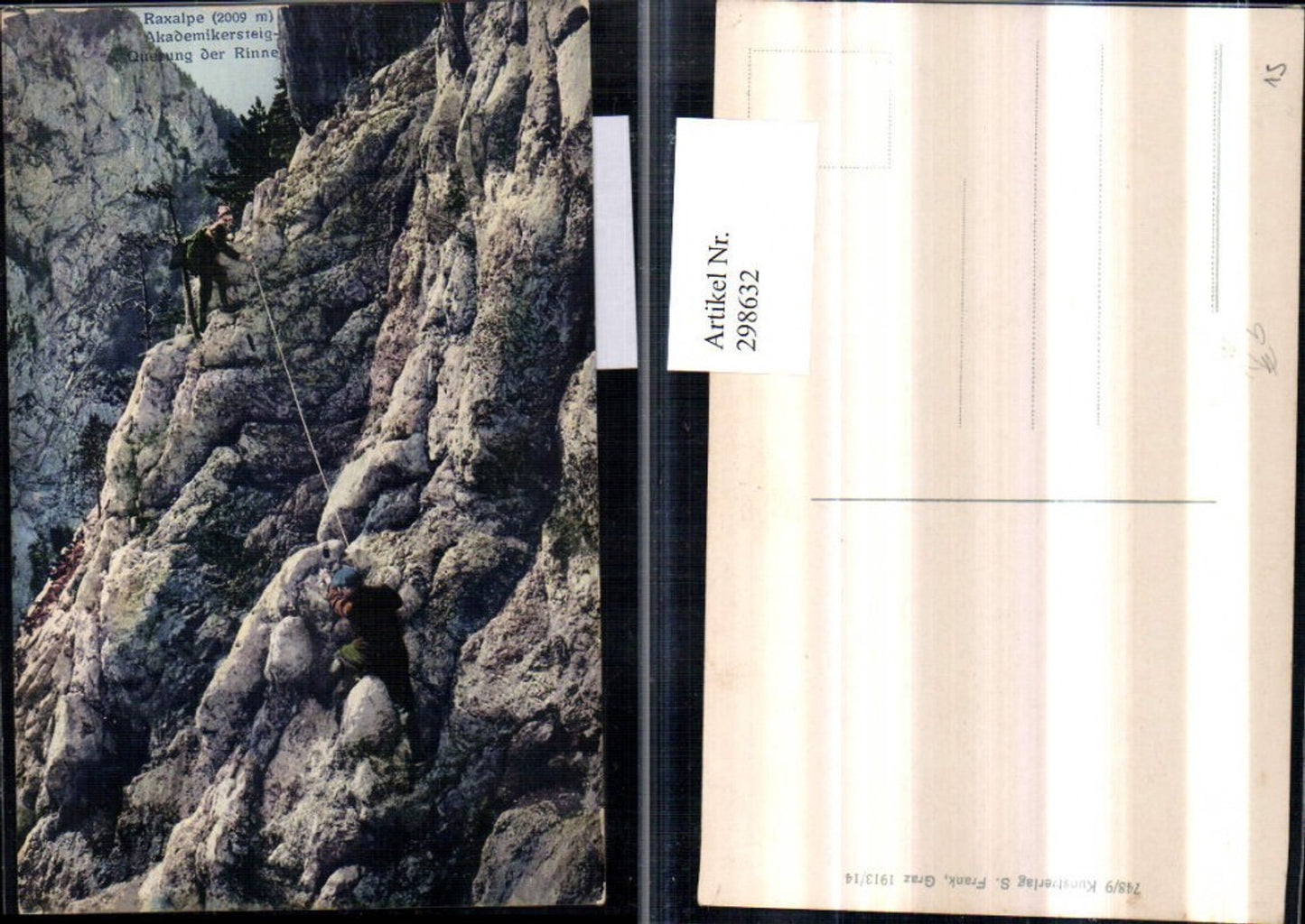 298632,Raxalpe Akademikersteig Querung d. Rinne b. Reichenau Bergsteiger Kletterer