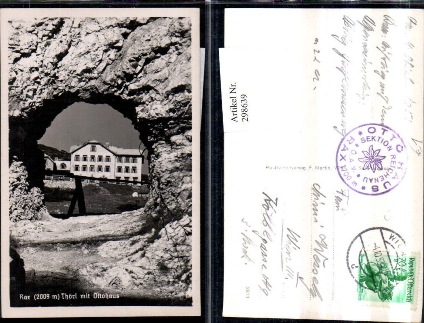 298639, Rax Thörl Törl Durchblick m. Ottohaus Berghütte b. Reichenau