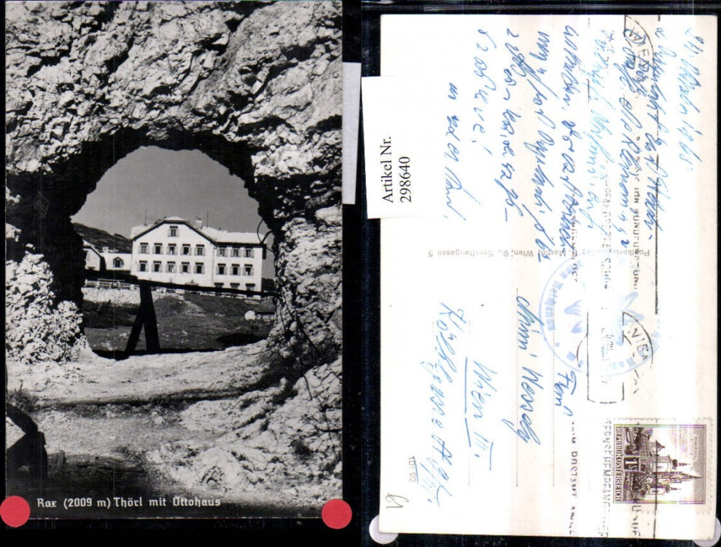 298640, Rax Thörl Törl Durchblick m. Ottohaus Berghütte b. Reichenau