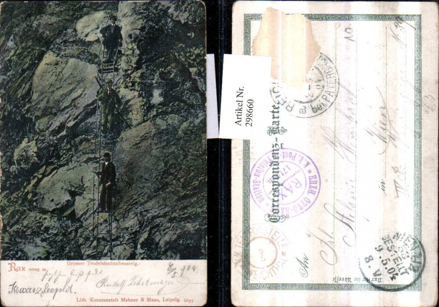 298660,Rax Großer Teufelsbadstubensteig b. Reichenau Leiter Bergsteiger