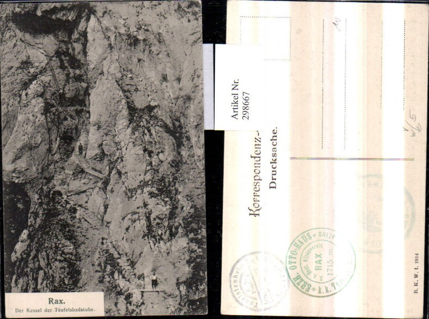 298667,Rax Der Kessel der Teufelsbadstube b. Reichenau pub Brüder Kohn B.K.W.I. 2914