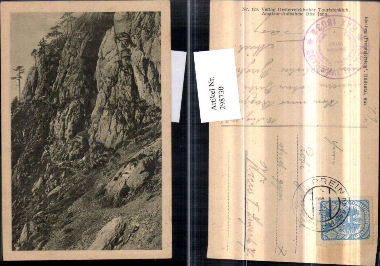 298730,Rax Höllental Einsteig Preintalersteig b. Schwarzau Prein