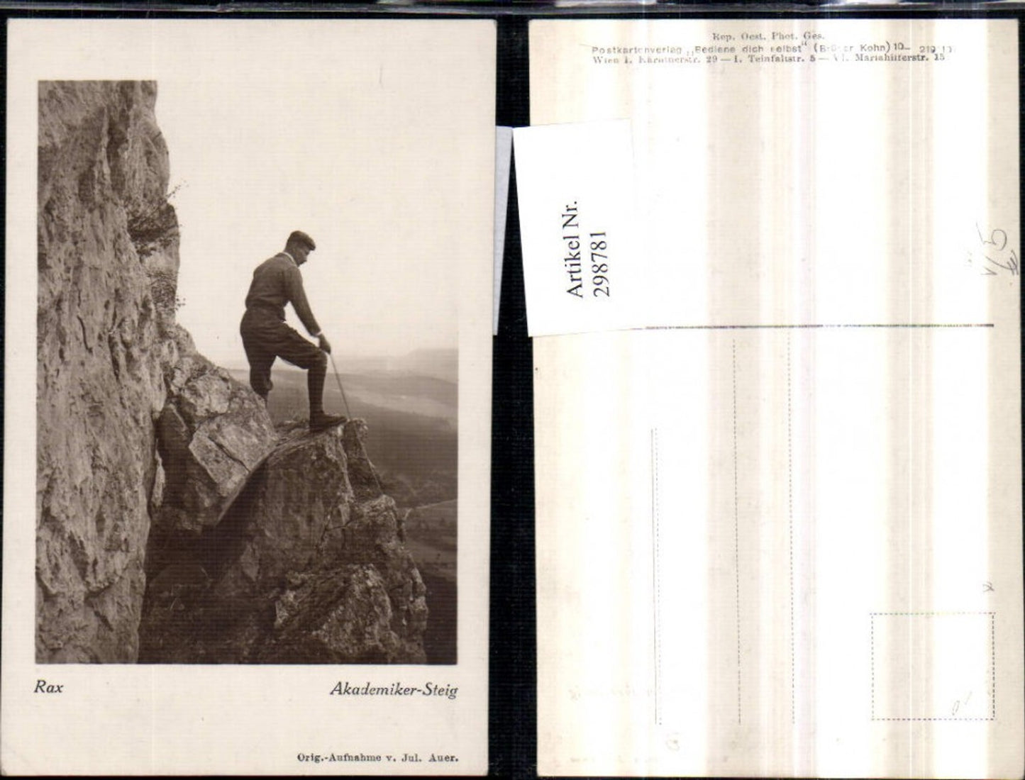 298781,Rax Akademiker-Steig Motiv Bergsteiger pub Brüder Kohn