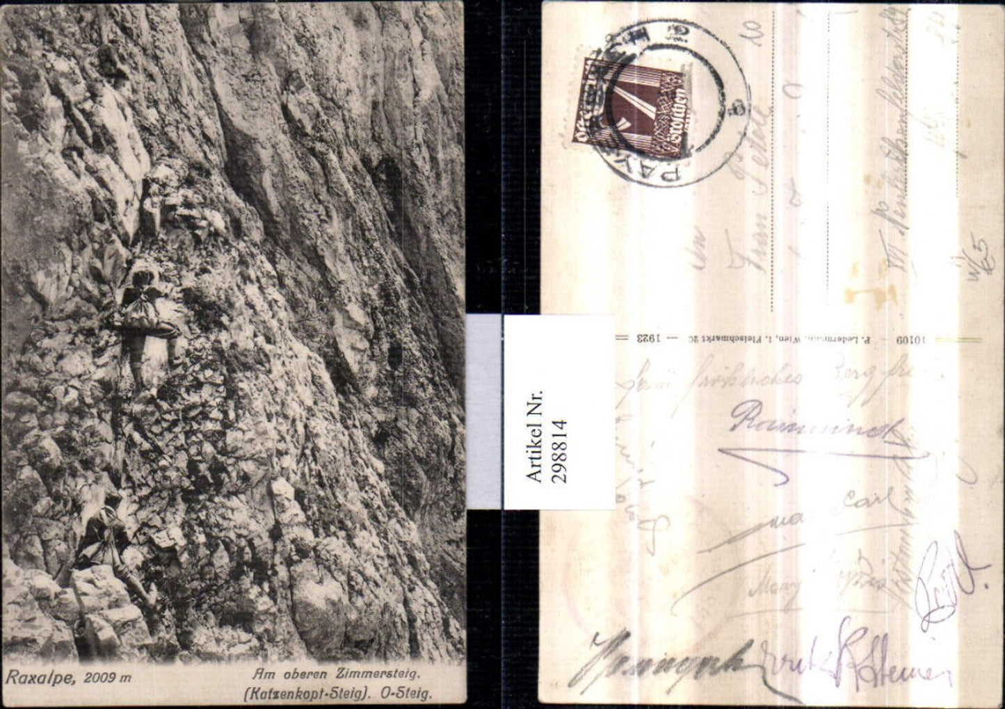 298814,Raxalpe Katzenkopf-Steig Am oberen Zimmersteig b. Reichenau Bergsteiger