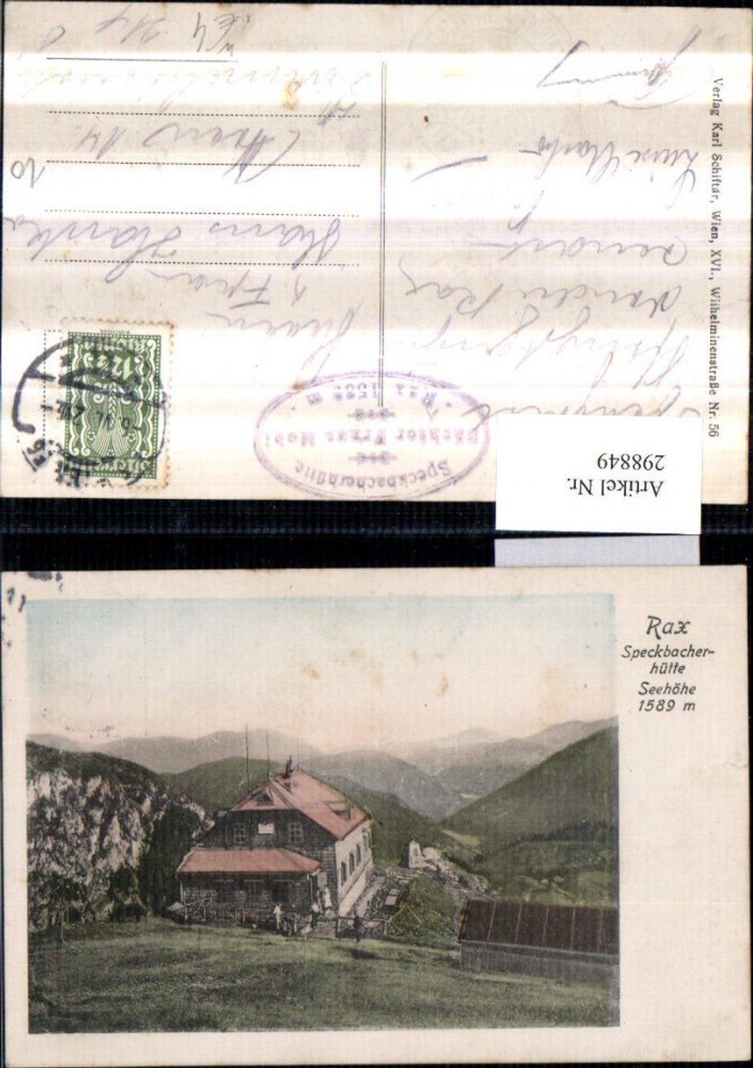 298849,Rax Speckbacherhütte Berghütte Bergkulisse b. Breitenstein