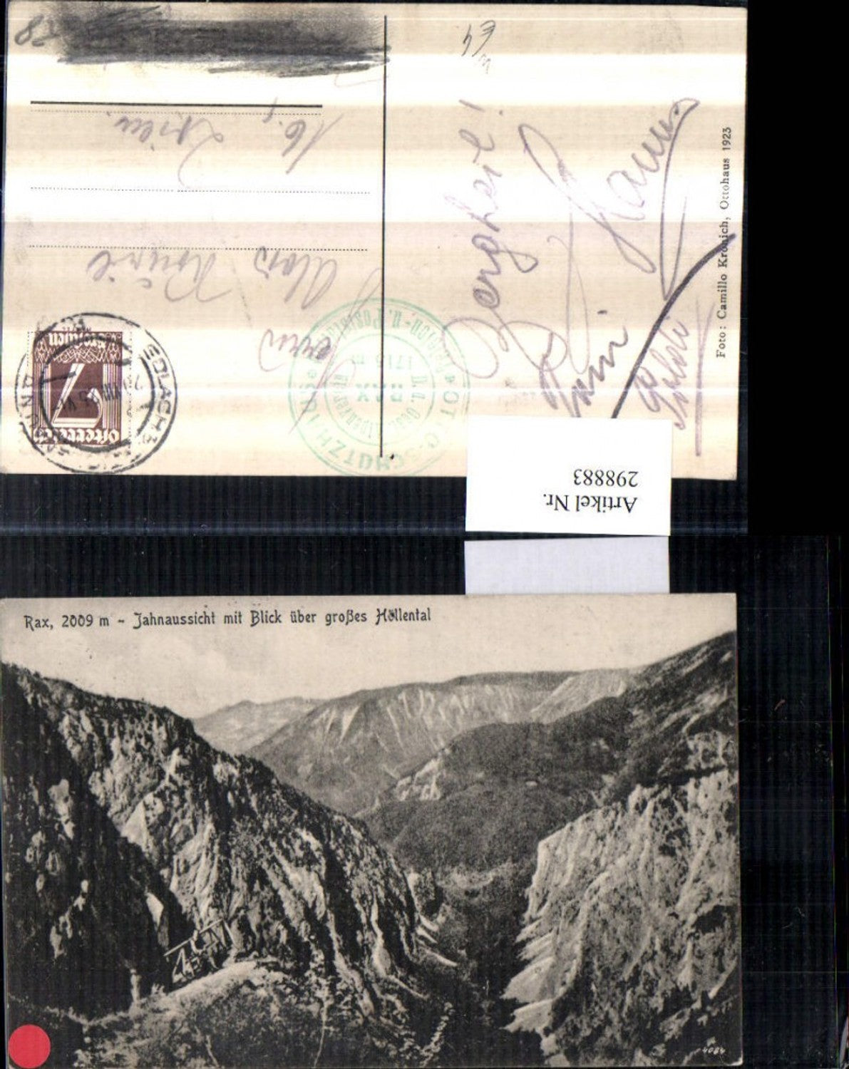 298883,Rax Jahnaussicht m. Blick über großes Höllental Bergkulisse b. Reichenau