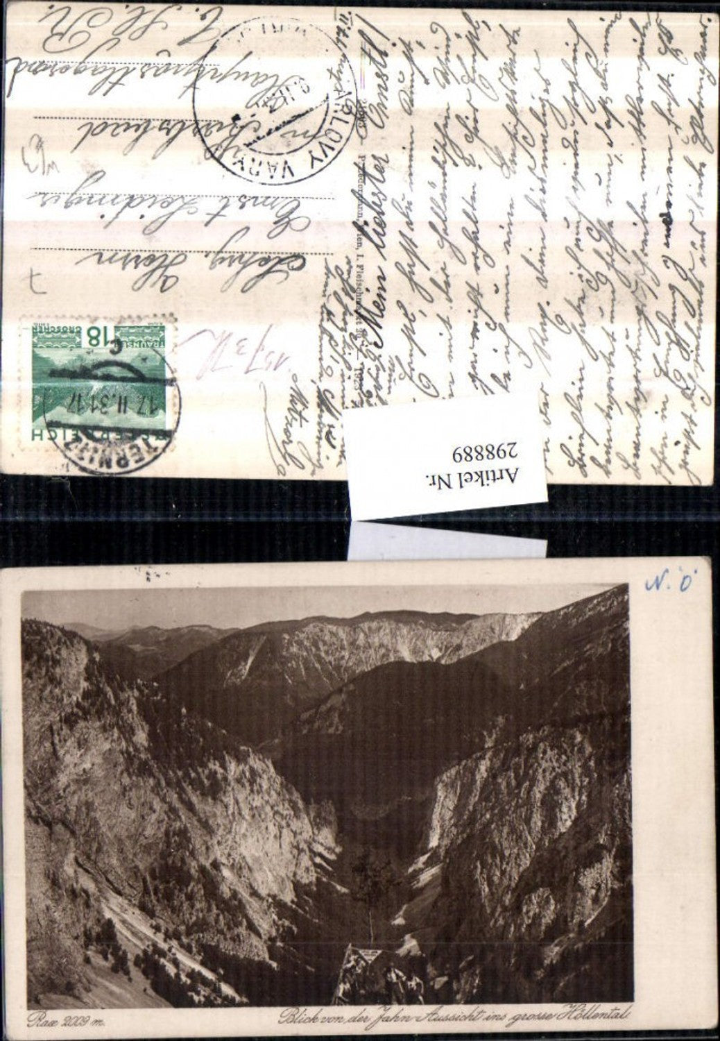 298889,Rax Blick von d. Jahn-Aussicht ins große Höllental Bergkulisse b. Reichenau