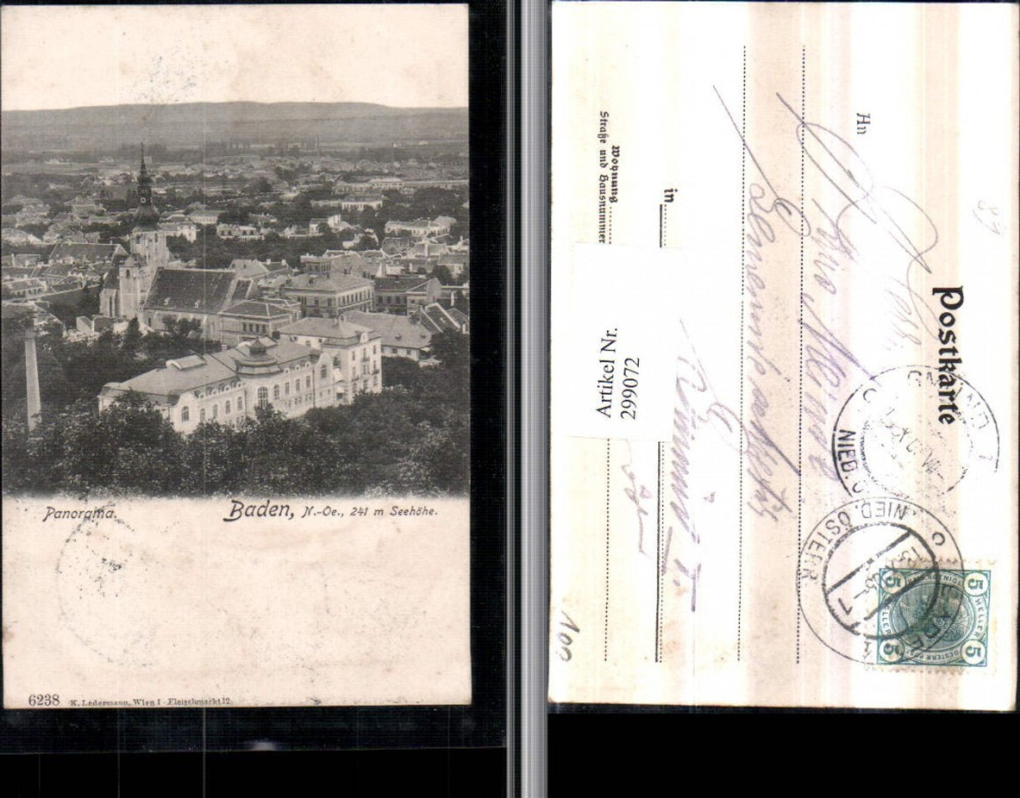 299072,Baden b. Wien Totale Panorama