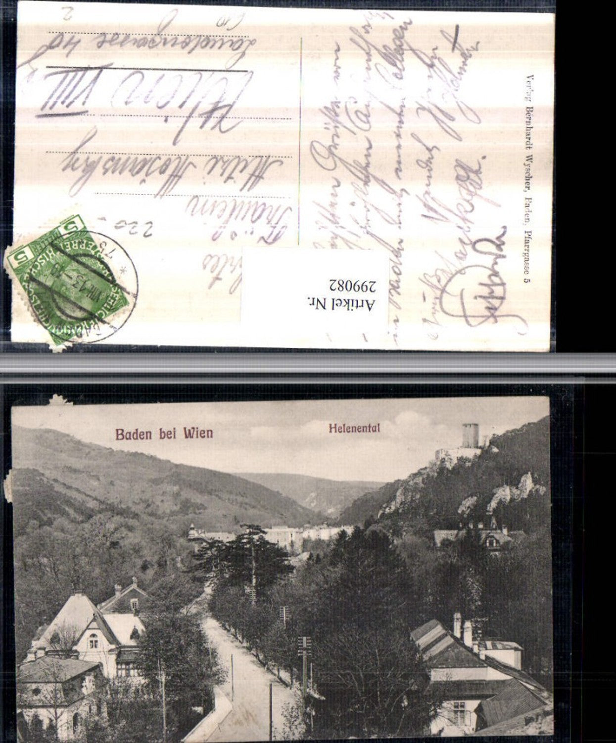 299082,Baden b. Wien Helenental Teilansicht m. Ruine