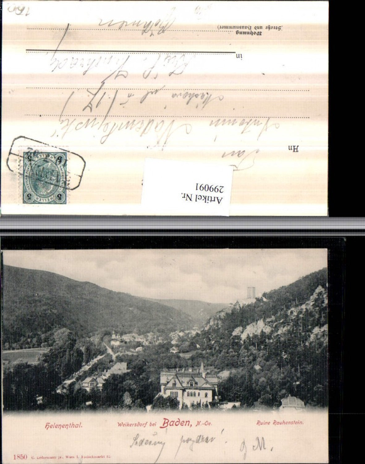 299091,Baden b. Wien Weikersdorf Helenental Totale m. Ruine Rauhenstein