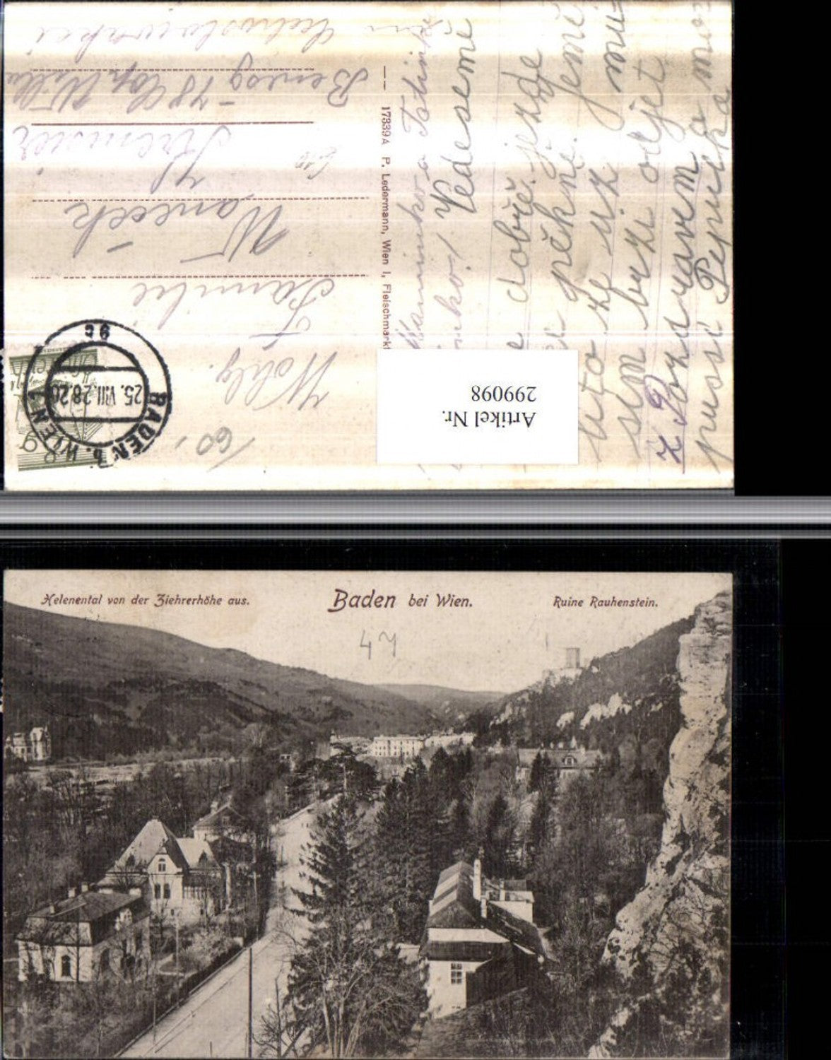 299098,Baden b. Wien Helenental Totale m. Ruine Rauhenstein