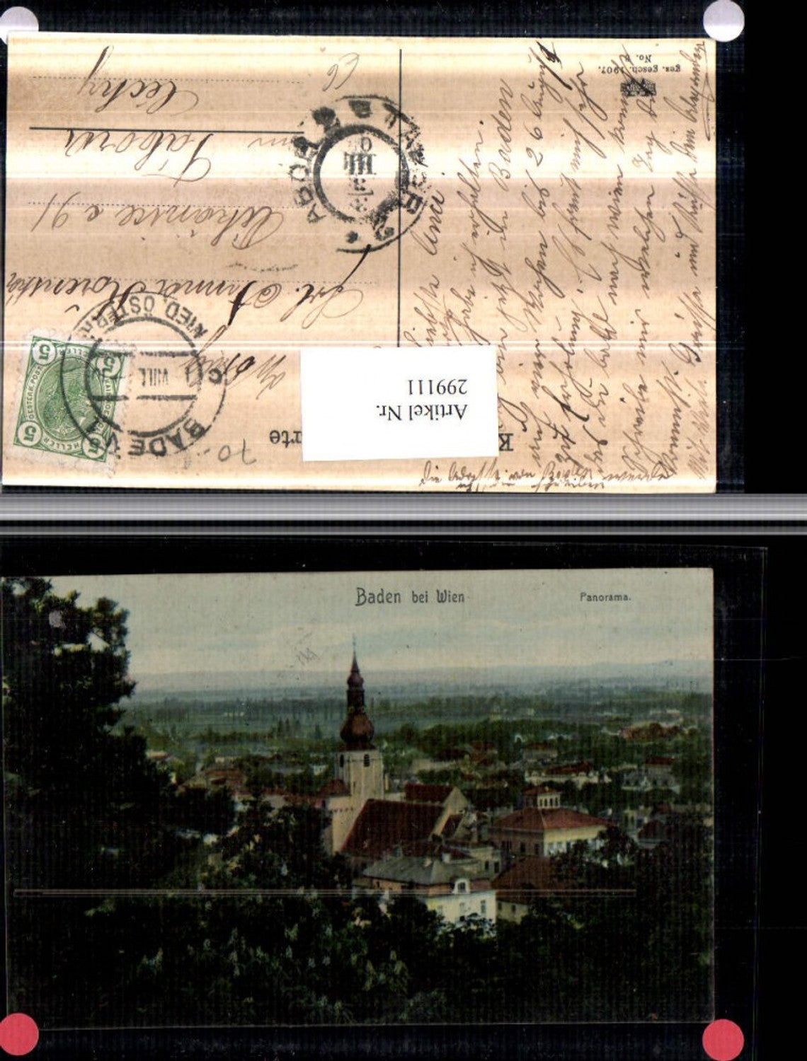 299111,Baden b. Wien Totale Panorama Kirche