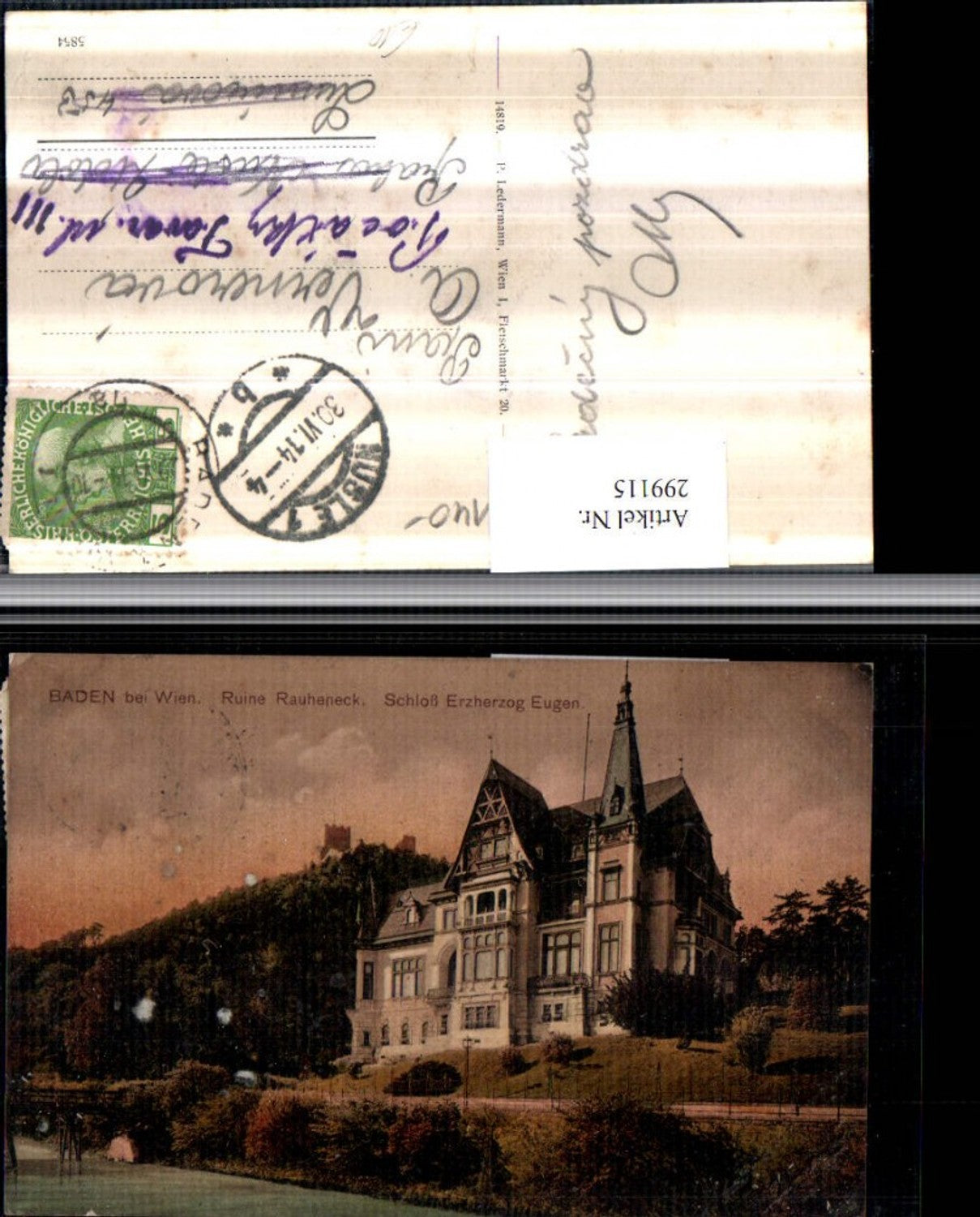 299115,Baden b. Wien Schloss Erzherzog Eugen m. Ruine Rauheneck