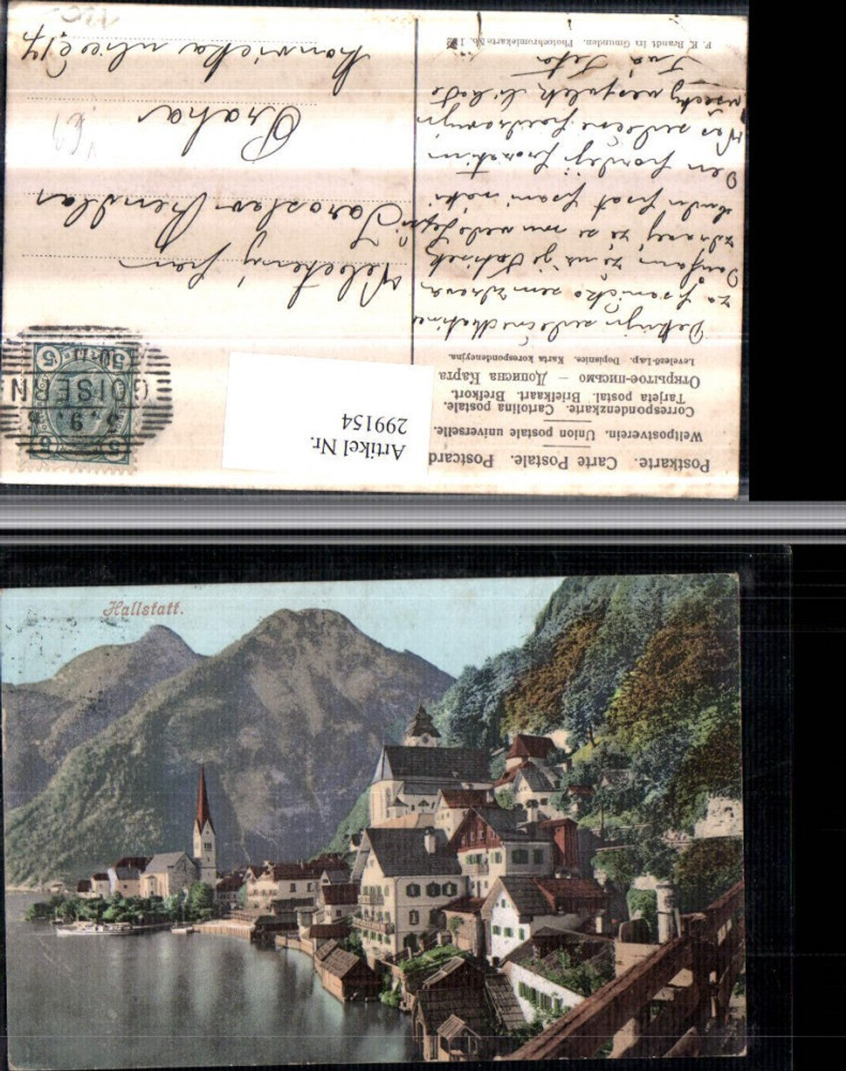 299154,Hallstatt Teilansicht Kirche Bergkulisse pub F. E. Brandt 112