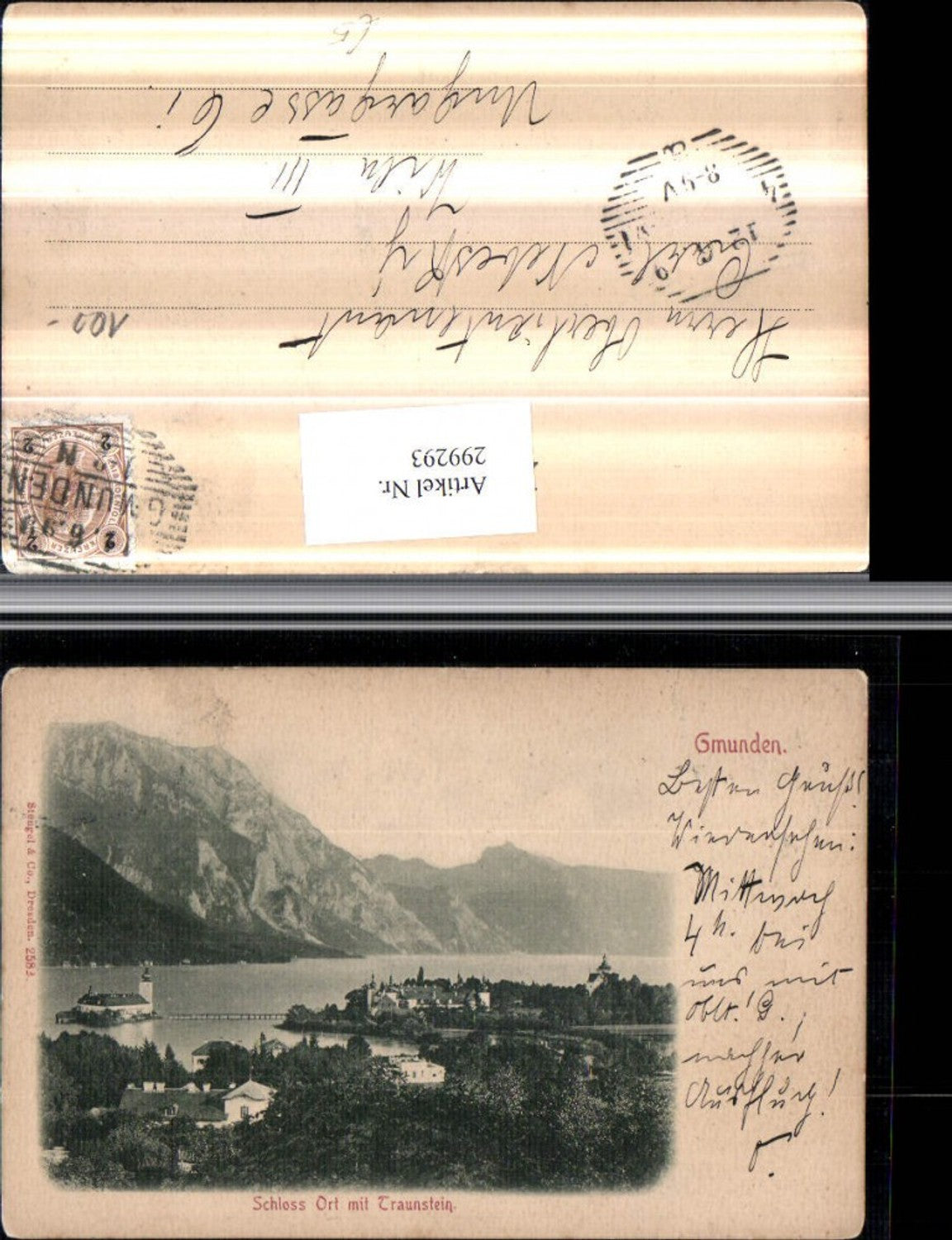299293,Gmunden Schoss Ort Orth m. Traunstein Bergkulisse pub Stengel & Co 2582