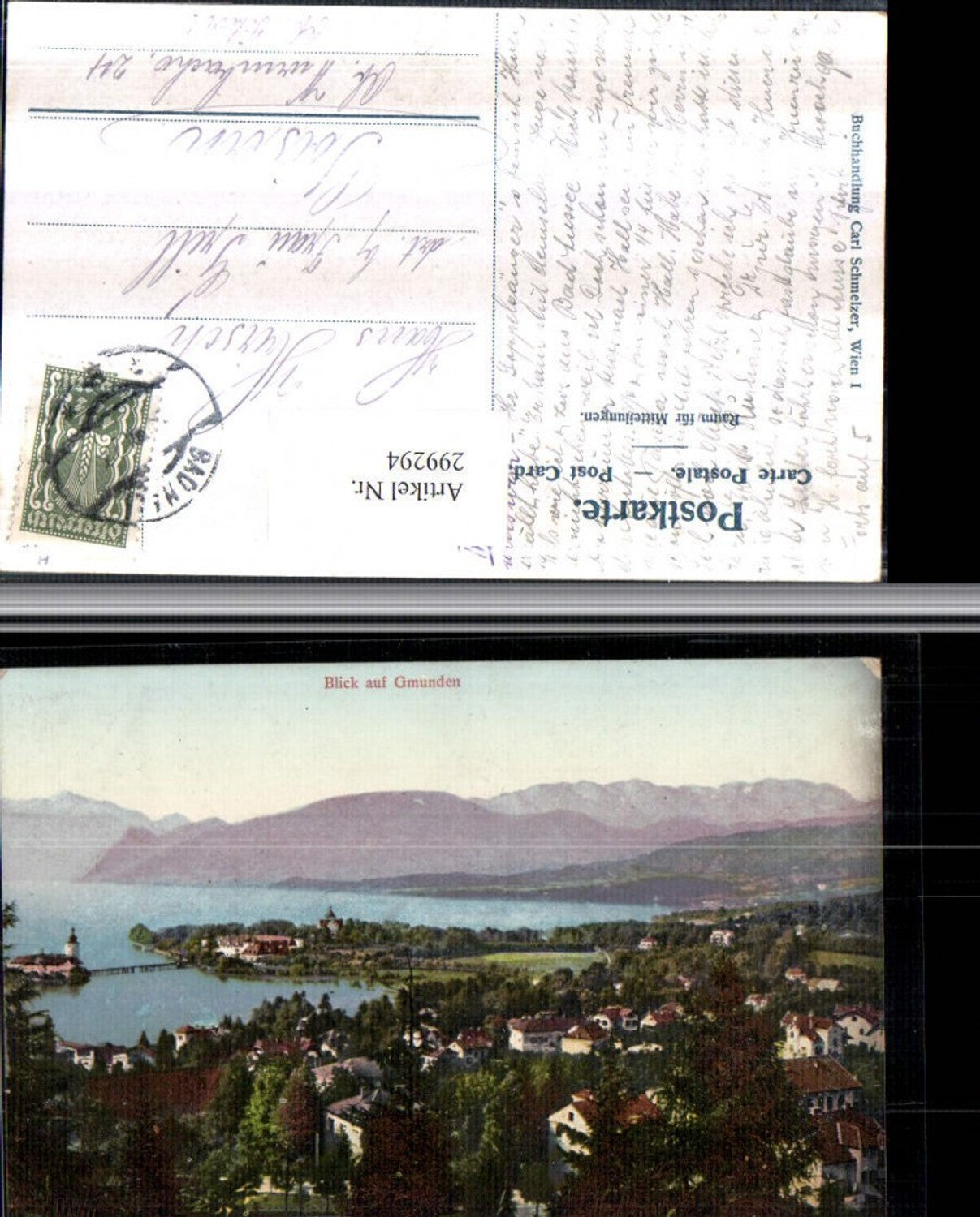 299294,Gmunden Totale m. Schloss Orth Ort Bergkulisse