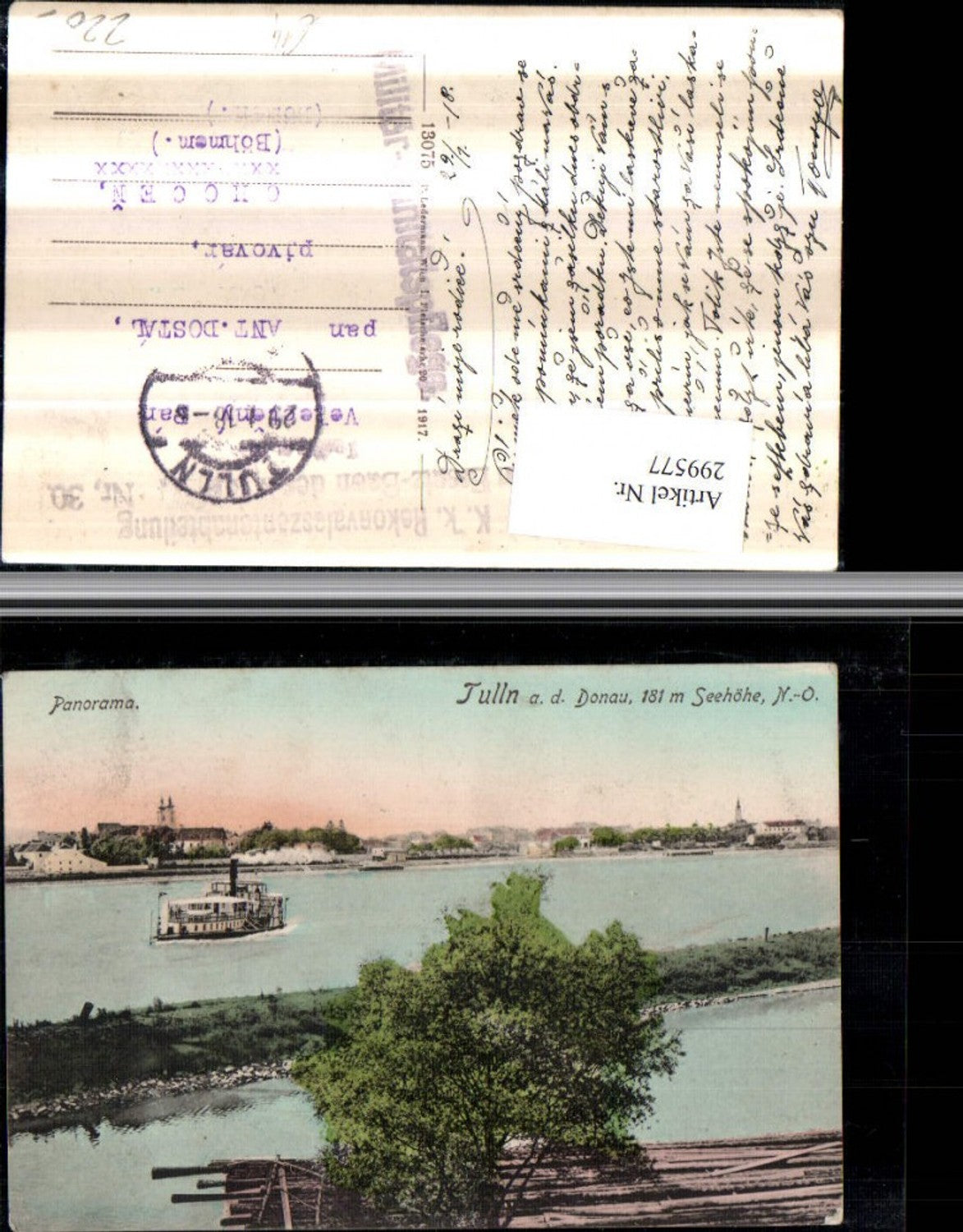 299577,Tulln an d. Donau Teilansicht Panorama Dampfer