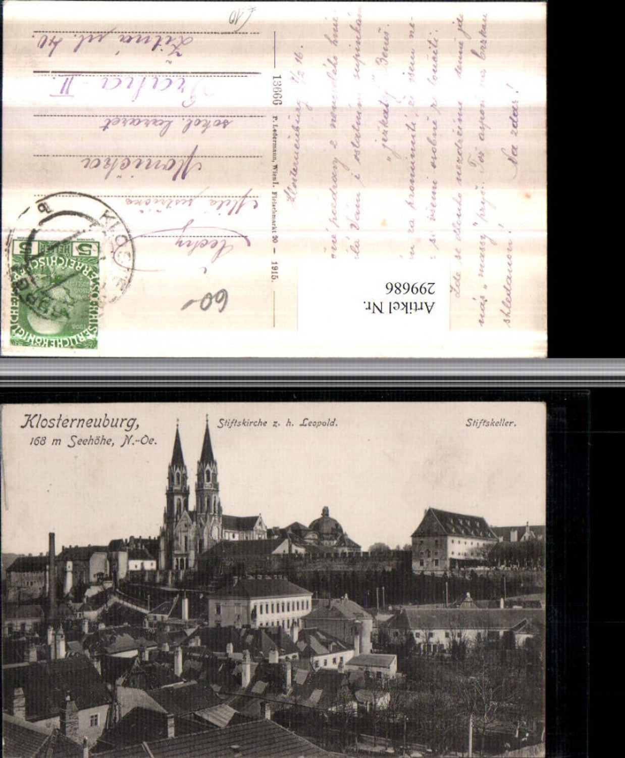 299686,Klosterneuburg Teilansicht m. Stiftskirche Kirche zum hl. Leopold u. Stiftskeller
