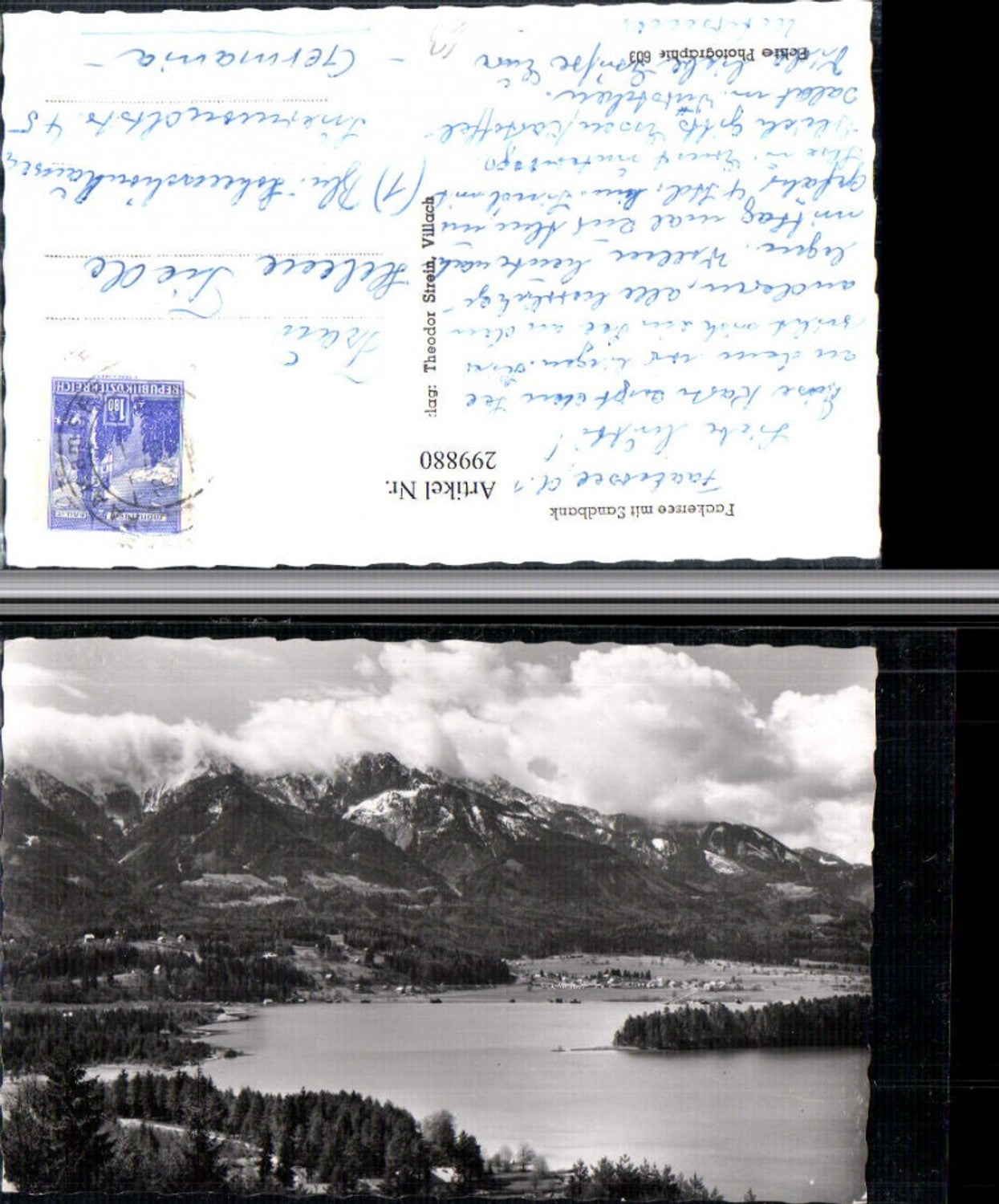 299880,Faakersee See b. Faak m. Sandbank Bergkulisse