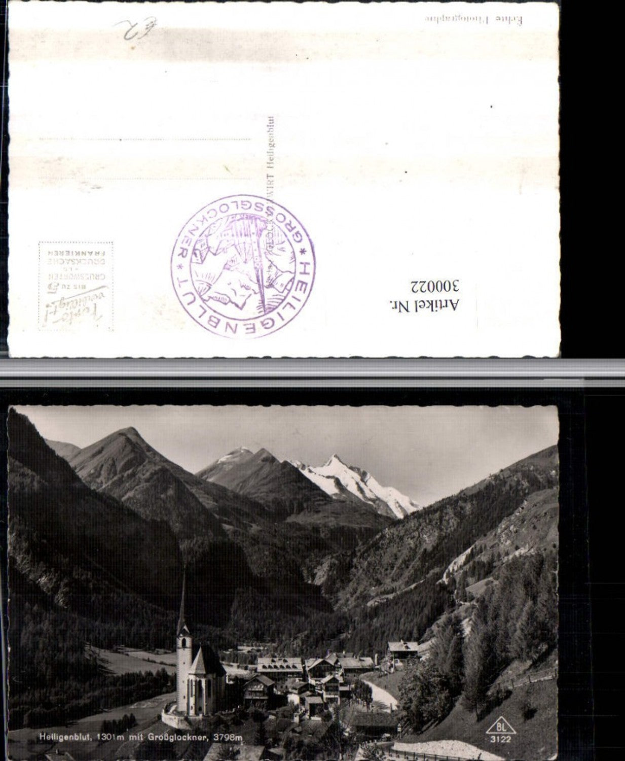 300022,Heiligenblut Totale Kirche m. Großglockner Bergkulisse