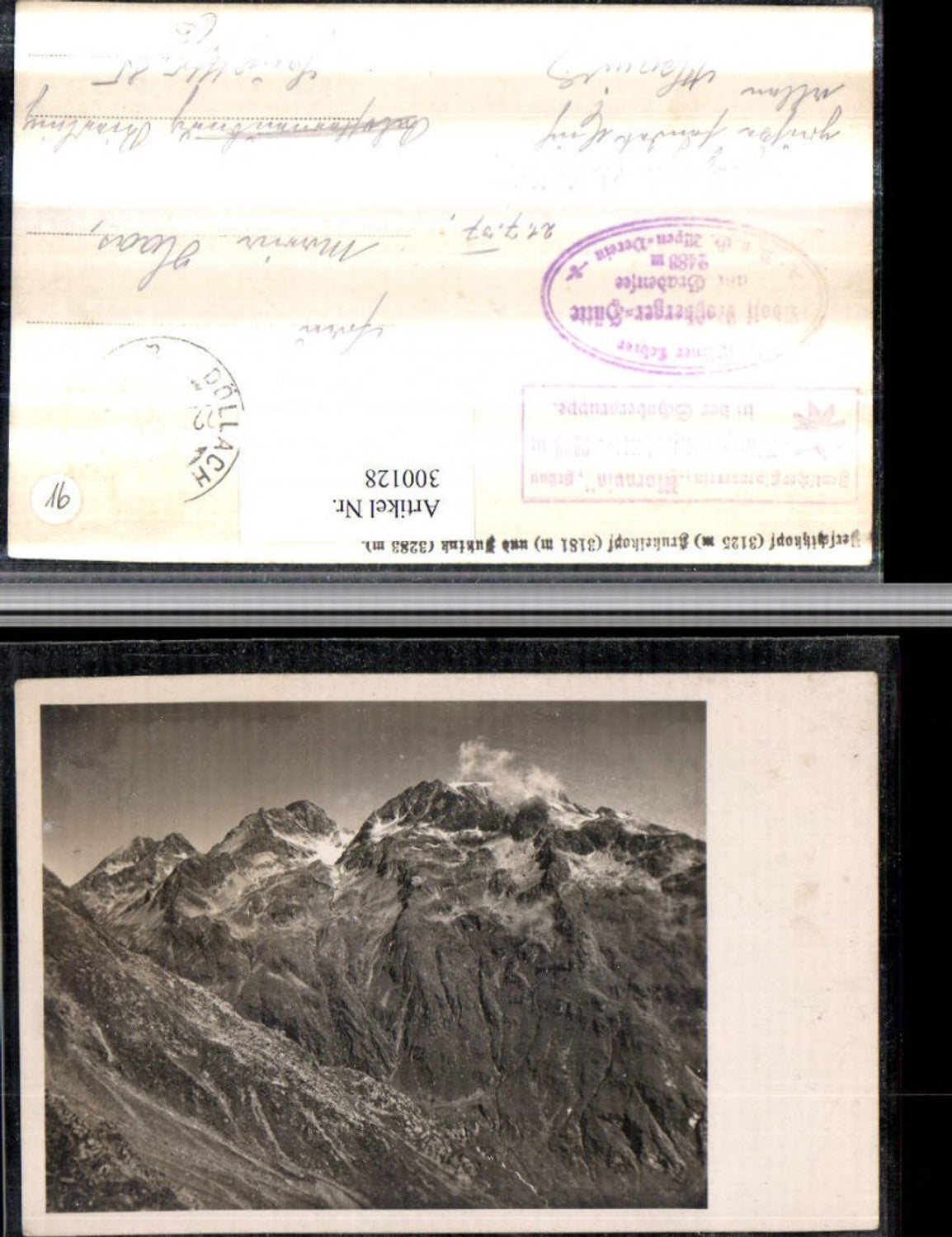 300128,Foto AK Perschitzkopf Brükelkopf Bergkulisse b. Mörtschach