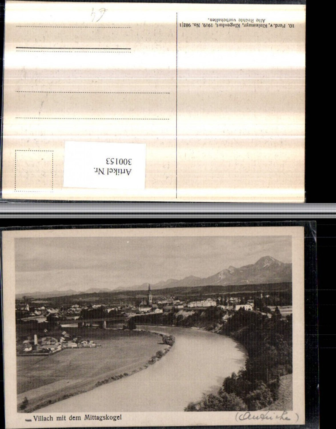 300153,Villach Totale m. Mittagskogel Bergkulisse