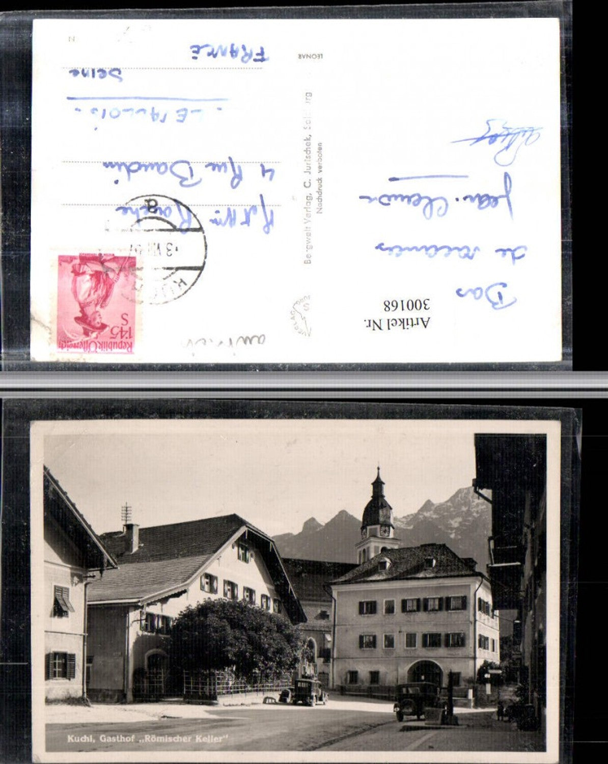 300168,Kuchl Gasthof Römischer Keller Brunnen Kirchenturm
