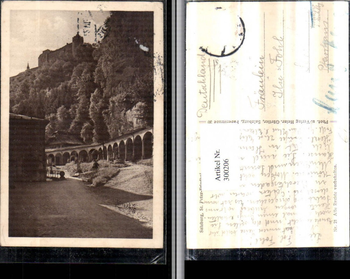 300206,Salzburg Friedhof St. Peter m. Blick zur Festung