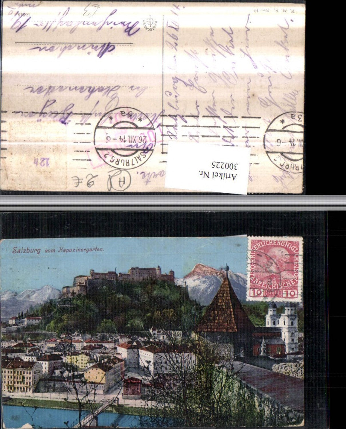 300225,Salzburg Teilansicht m. Festung vom Kapuzinergarten Bergkulisse
