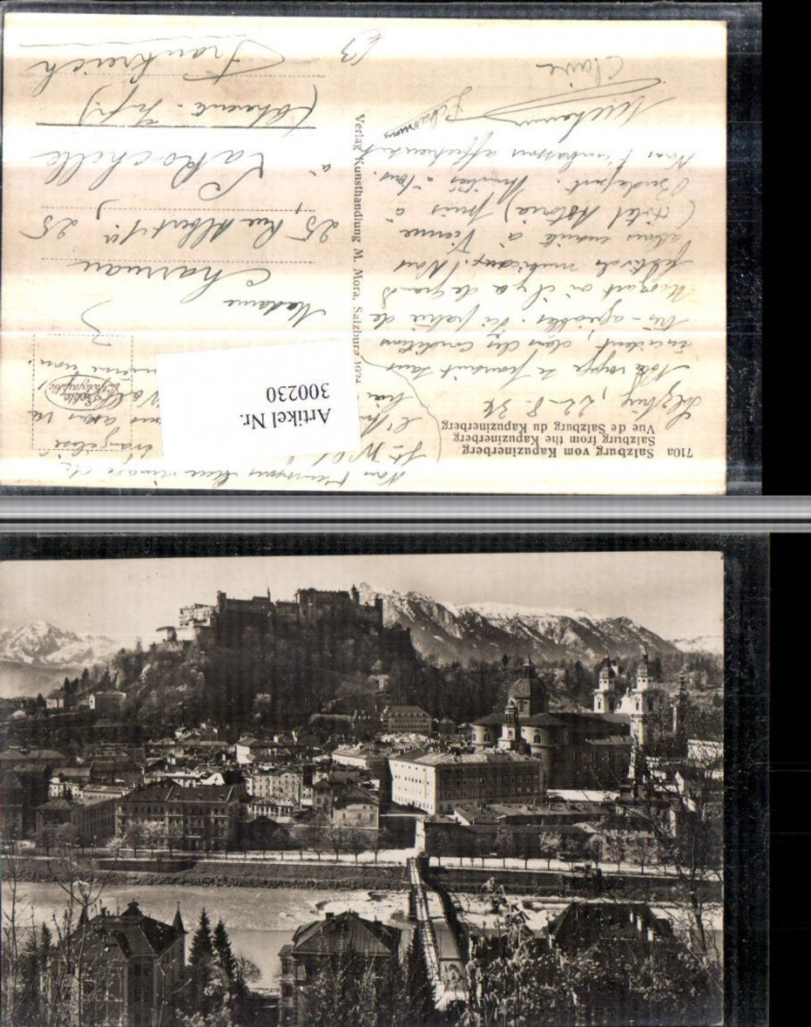 300230,Salzburg Totale Brücke Festung vom Kapuzinerberg Bergkulisse