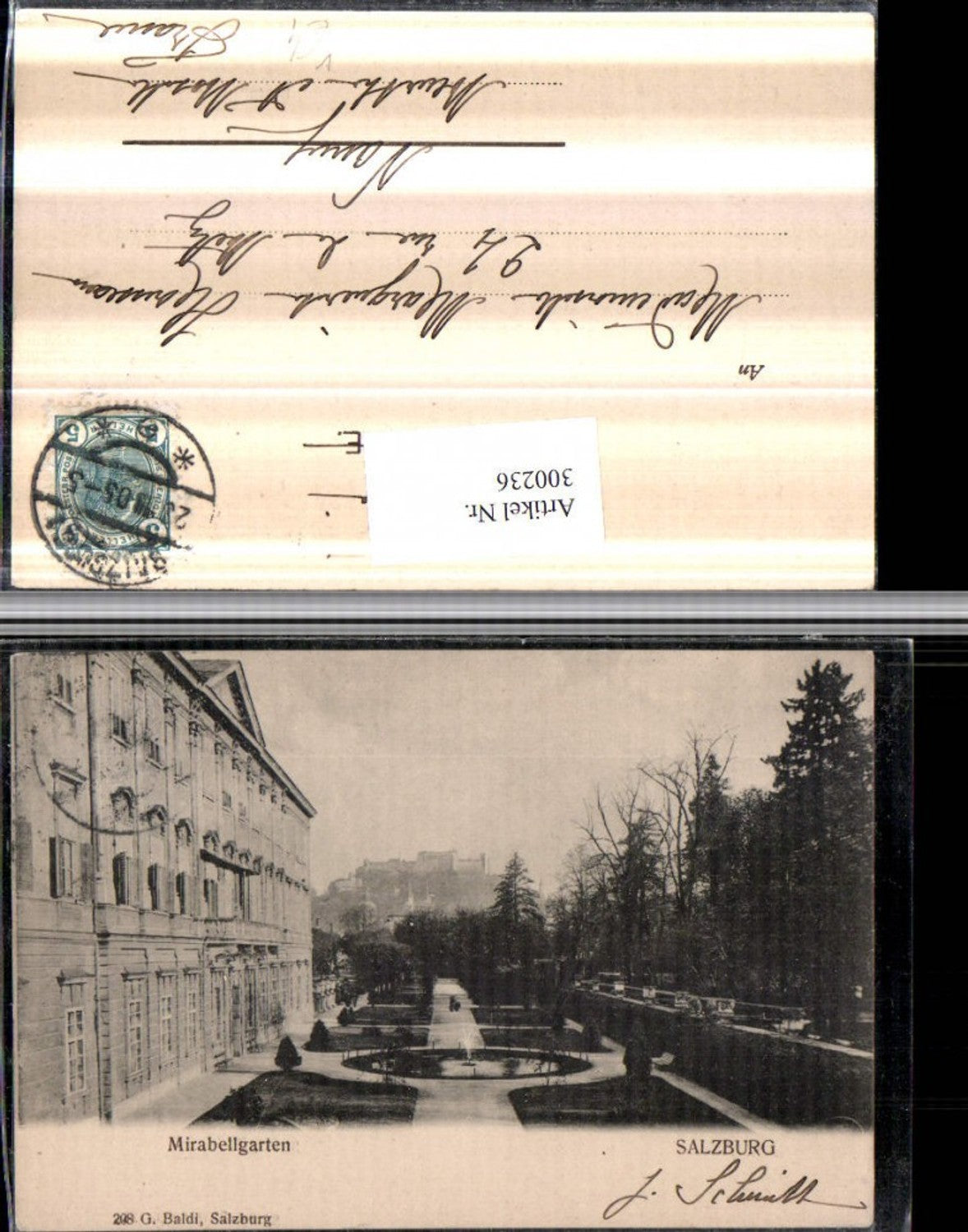 300236,Salzburg Mirabellgarten Springbrunnen m. Blick zur Festung pub G. Baldi 208