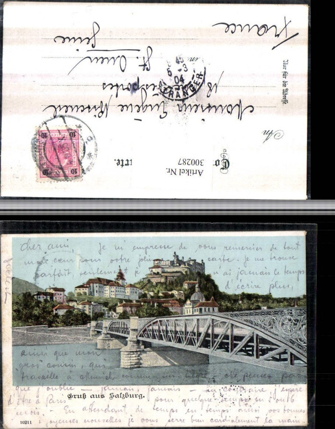 300287,Gruß aus Salzburg Teilansicht Brücke m. Festung